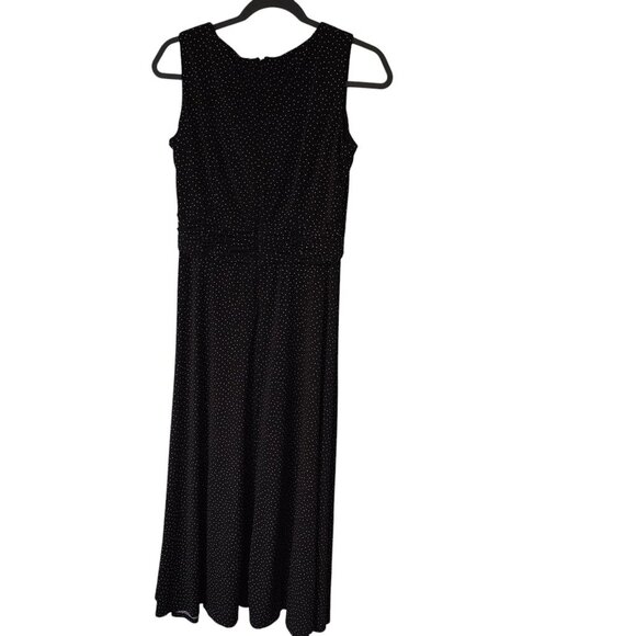 Jessica Howard Womens Dress 2 Black Polka Dot Maxi Sleeveless Rouched Vintage - Picture 3 of 8